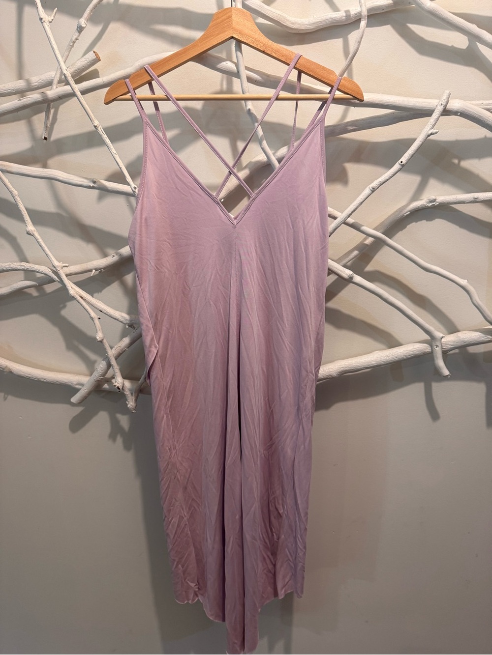 Lush Lavender Strappy V-Neck Slip Dress